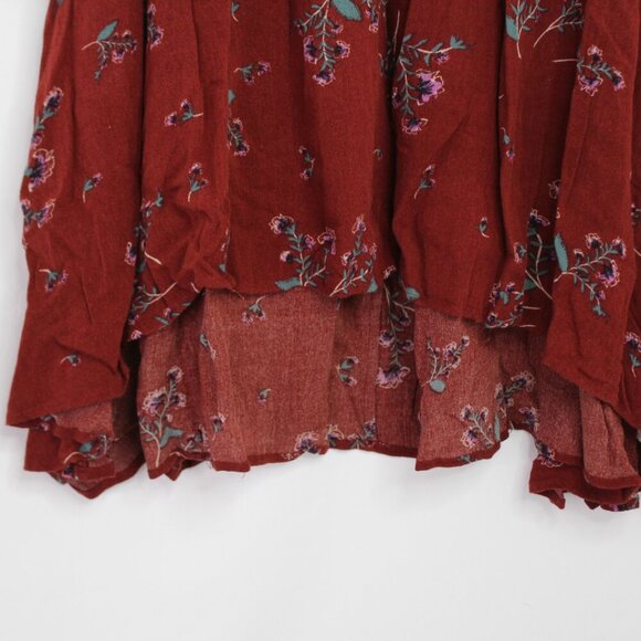 Free People Maroon Floral V-Neck Mini Dress Size Xtra Small - Picture 3 of 9